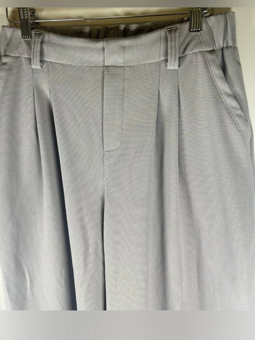 Halara Flex High Waisted Pocket Wide Leg Waffle Work Pants Light Grey M Reg - Picture 8 of 13